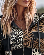 Women’s Animal Print Patchwork Hoodie