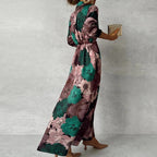 Robe maxi élégante ceinturée pour femme, raffinée pour les soirées et occasions