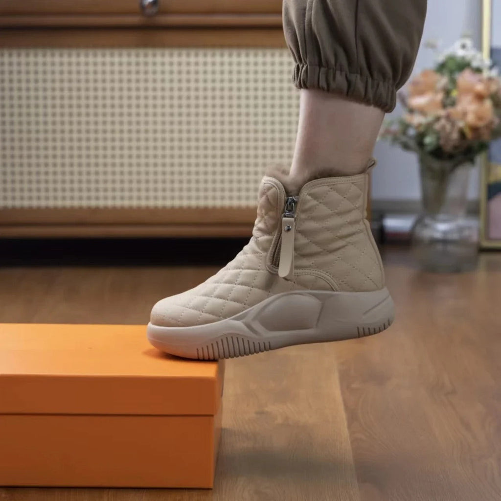 Quilted Ankle Boots with Side Zip