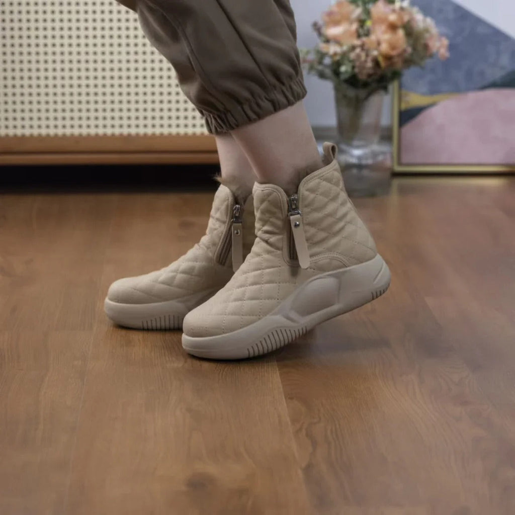 Quilted Ankle Boots with Side Zip