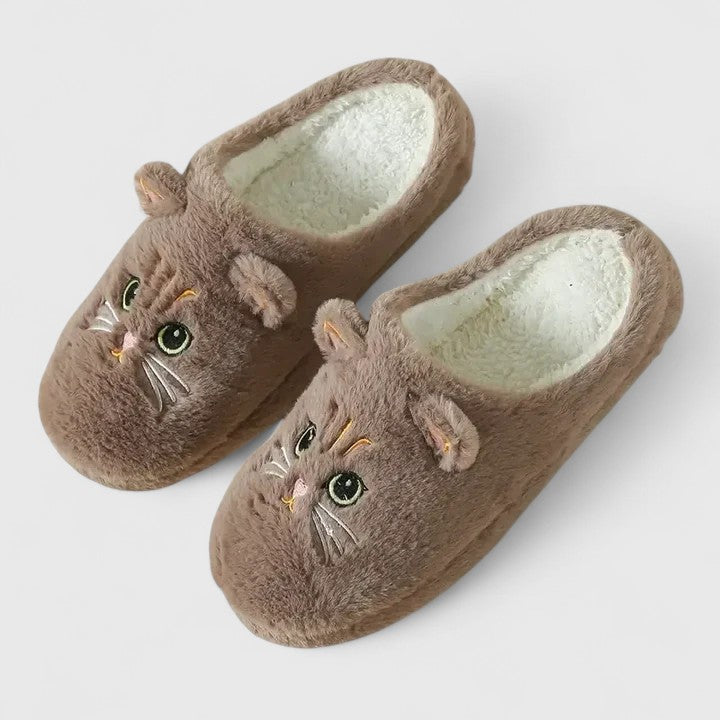 Bløde tøfler med katte til kvinder