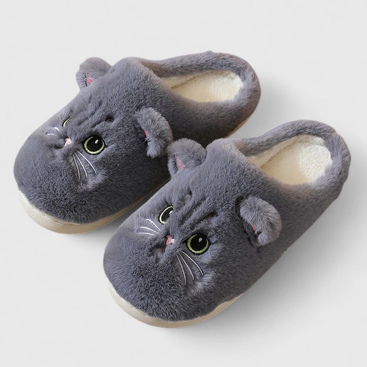 Mjuka tofflor med kattmotiv för kvinnor
