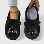 Mjuka tofflor med kattmotiv för kvinnor