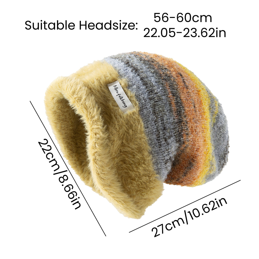 Striped Plush Slouch Beanie