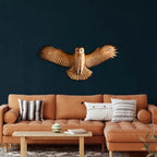 Decorative Flying Owl Wall Sculpture with Detailed Wings and Rustic Nature-Inspired Design