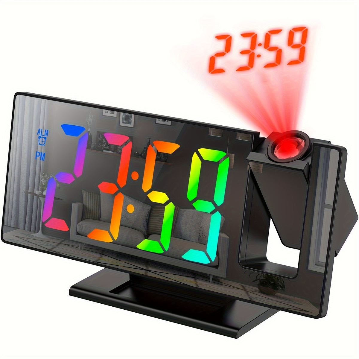 Reloj despertador digital con proyección LED