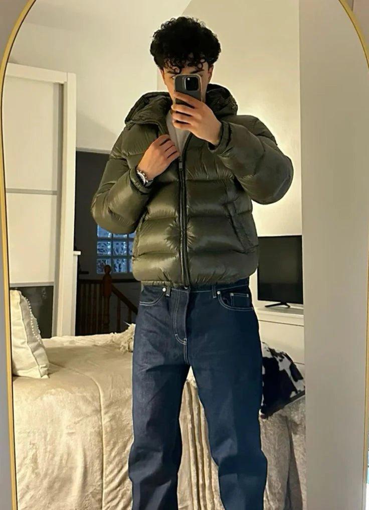 Men's Glossy Hooded Puffer Jacket