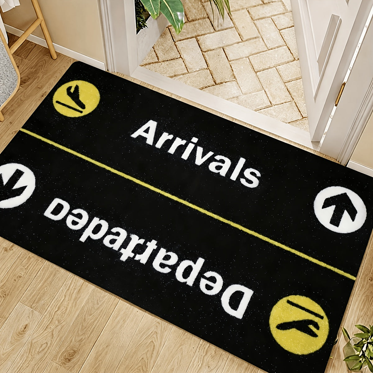Felpudo de puerta de llegadas y salidas del aeropuerto