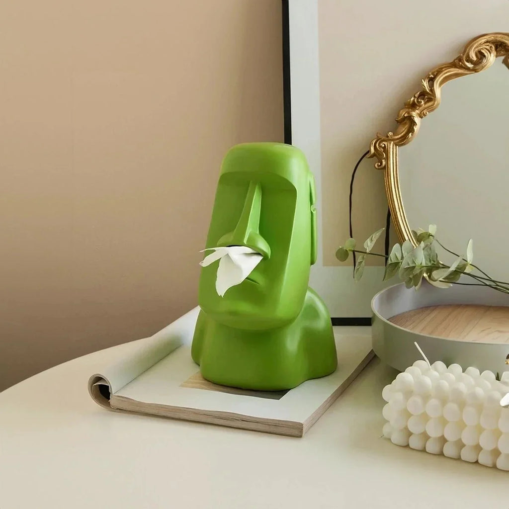 Portapañuelos facial escultural con diseño artístico en 3D