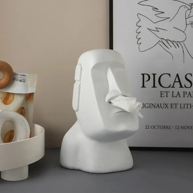Portapañuelos facial escultural con diseño artístico en 3D