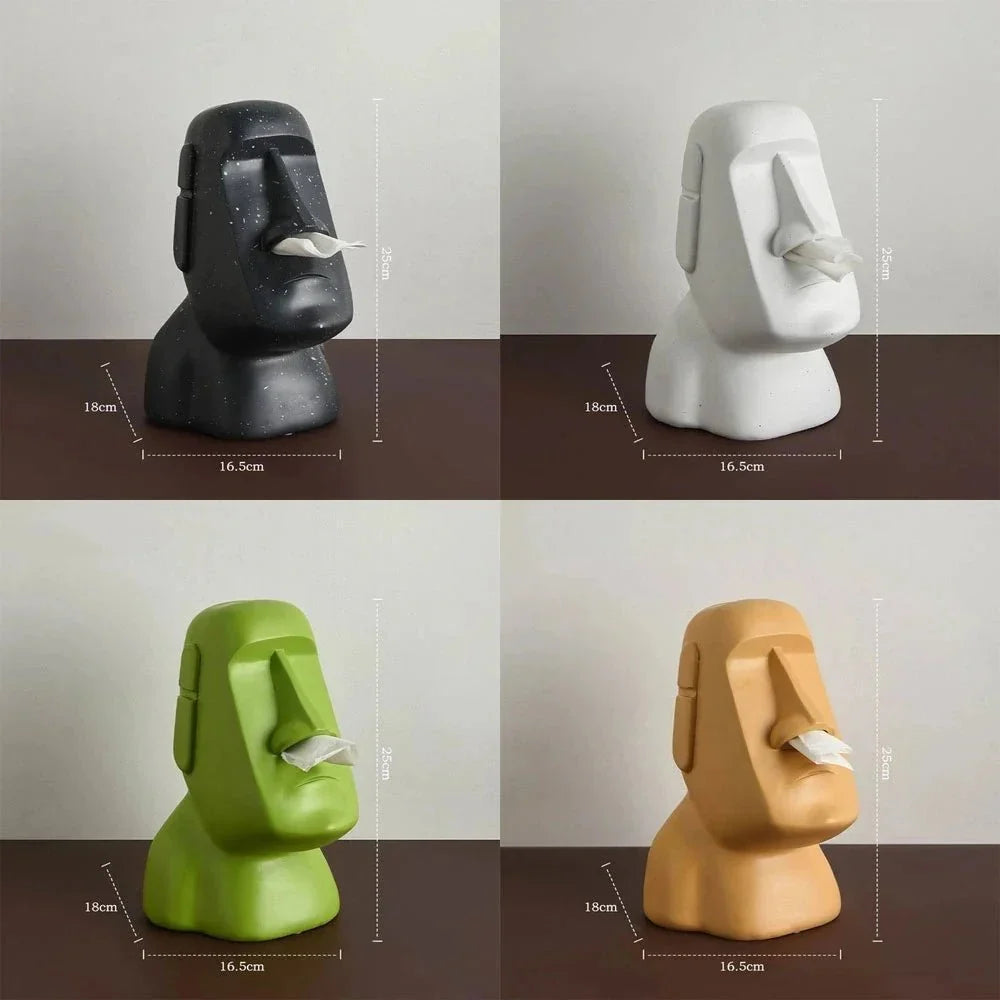 Portapañuelos facial escultural con diseño artístico en 3D