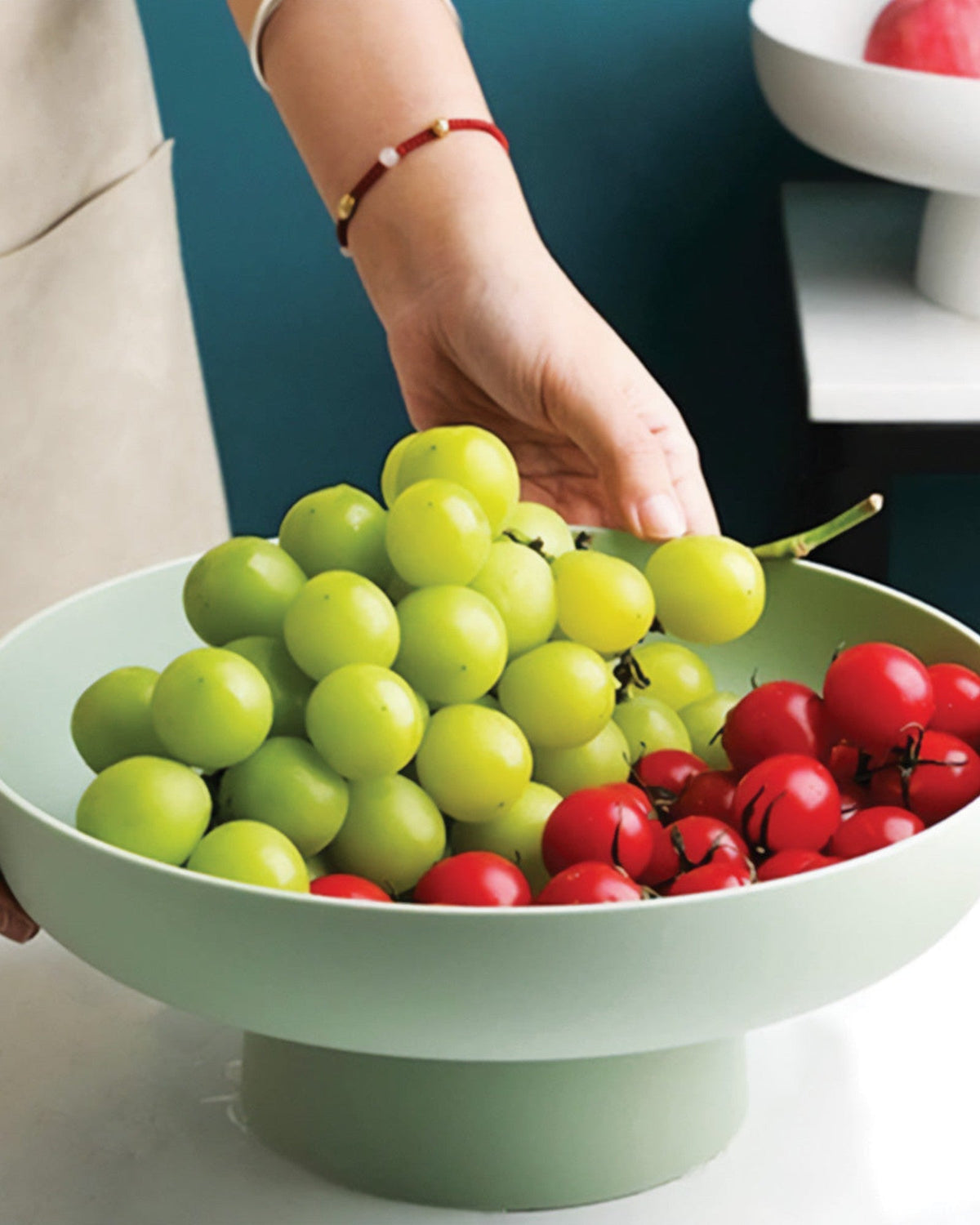 Frutero y centro de mesa redondo con pedestal