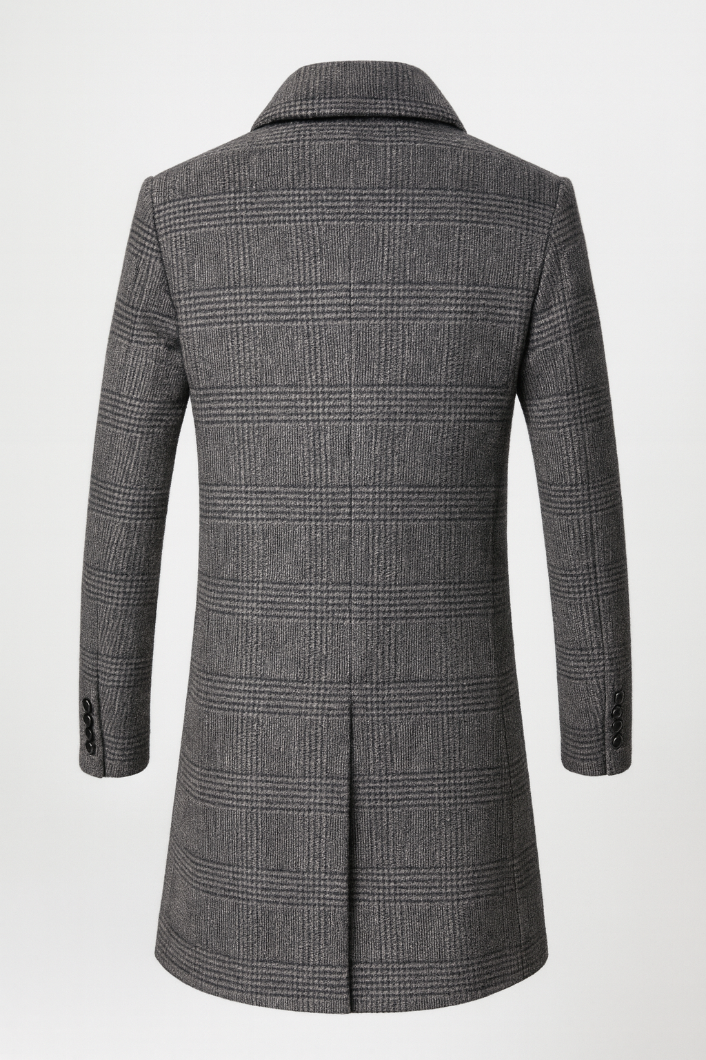 Men’s Plaid Notch Lapel Long Coat