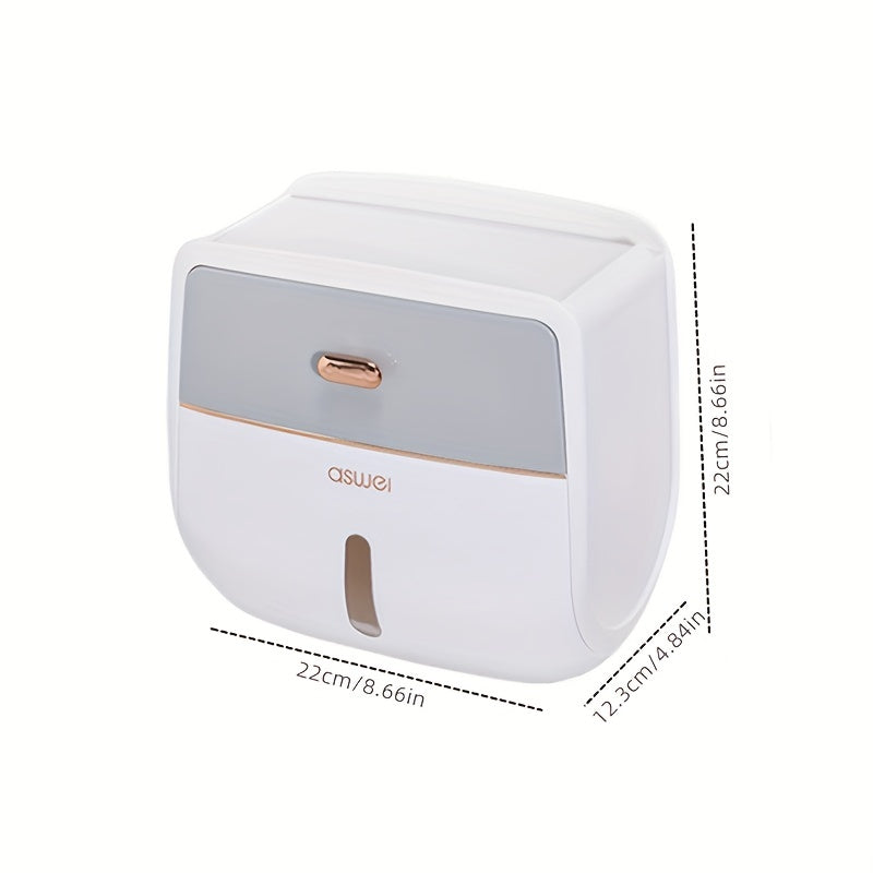 Wall-Mounted Toilet Roll Holder with Storage