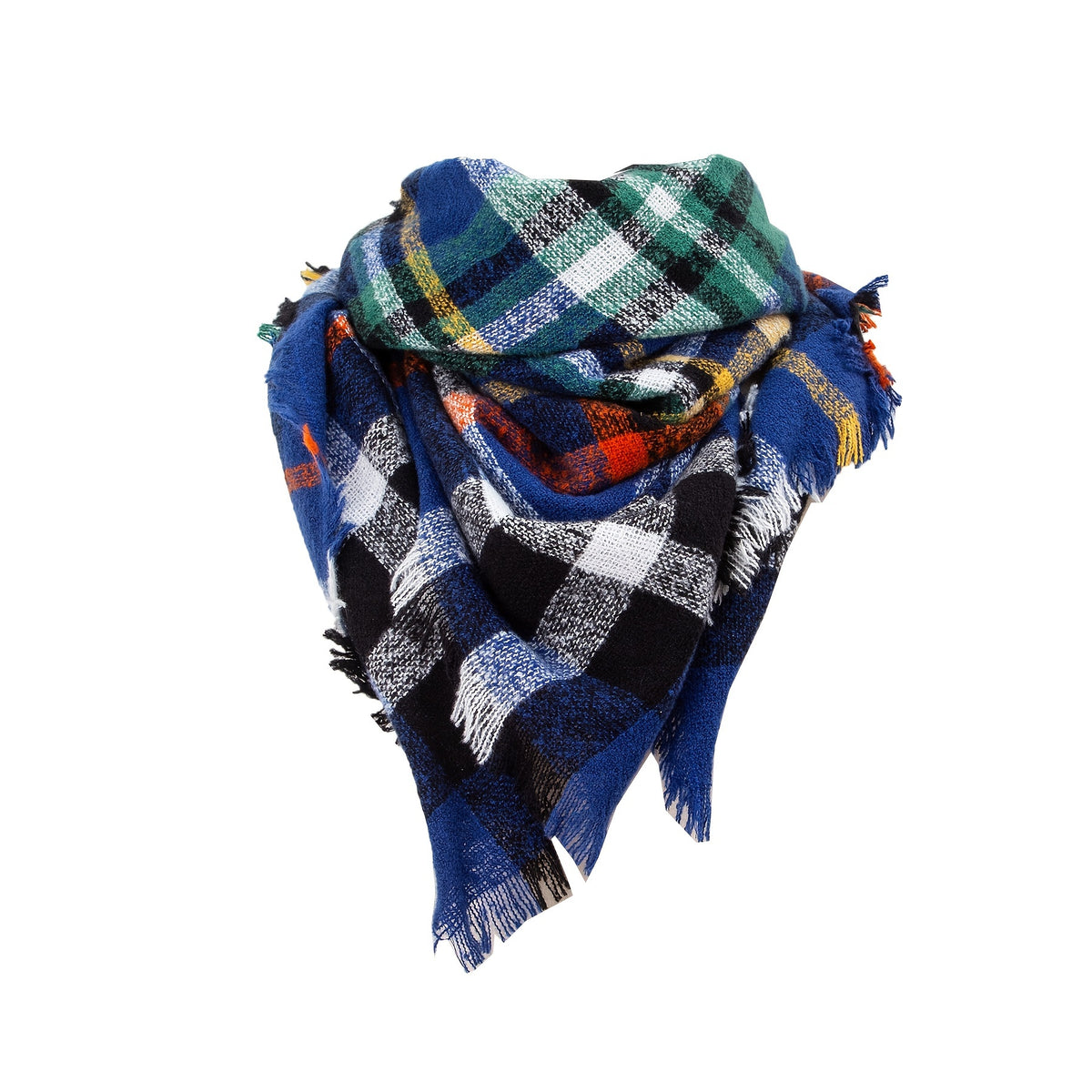 Plaid Fringed Blanket Scarf