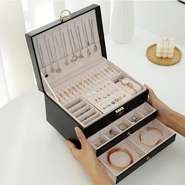 Élégante boîte de rangement à plusieurs niveaux pour bijoux