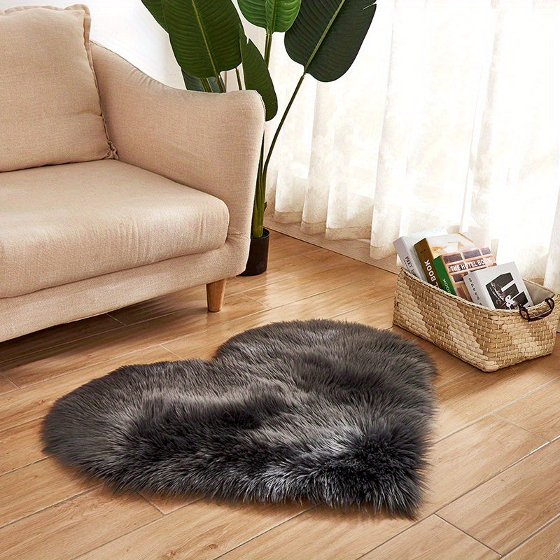 Heart Shaped Faux Fur Rug