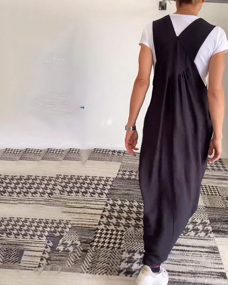 Vestido largo tipo peto holgado para mujer