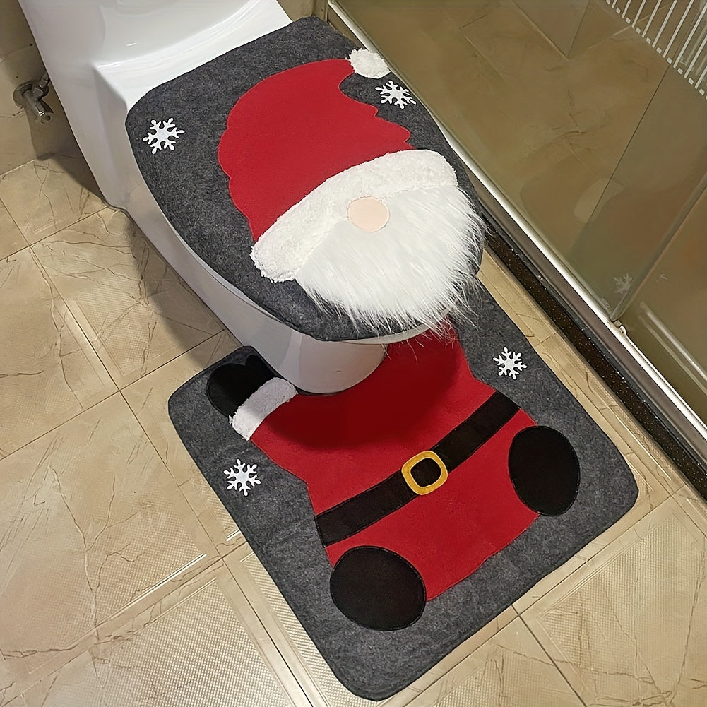 Weihnachtsmann-Toilettensitz und Badematten-Set