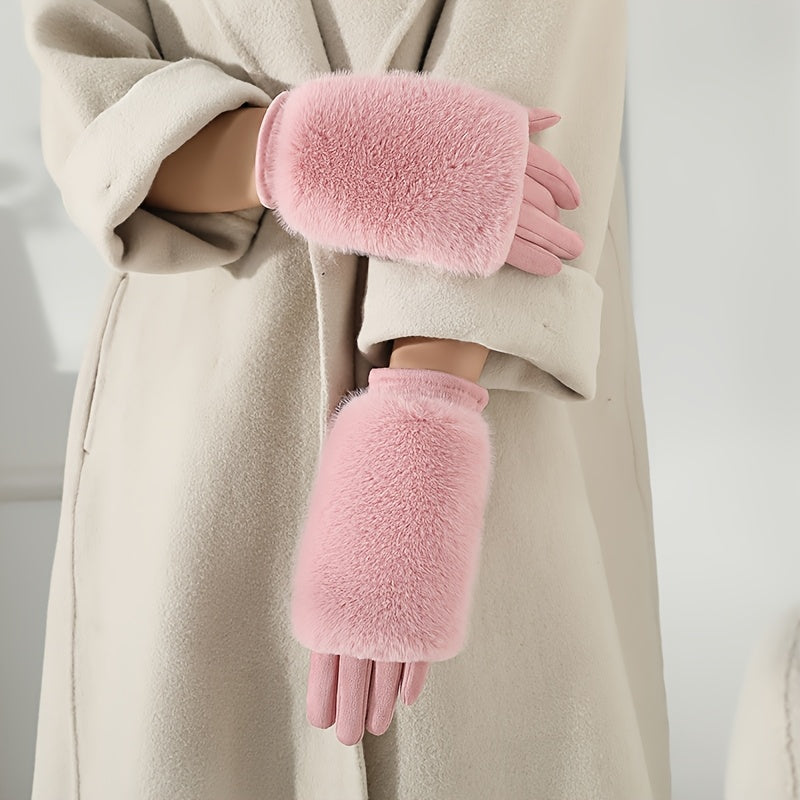 Plush Fingerless Winter Gloves