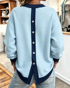 Oversized sweatshirt för kvinnor med kontrastfärgade detaljer och rund halsringning
