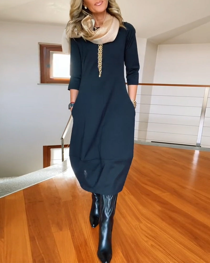 Women’s A-Line Midi Dress with Pockets