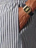 Men's Striped Relaxed Trousers with Elasticated Drawstring Waist