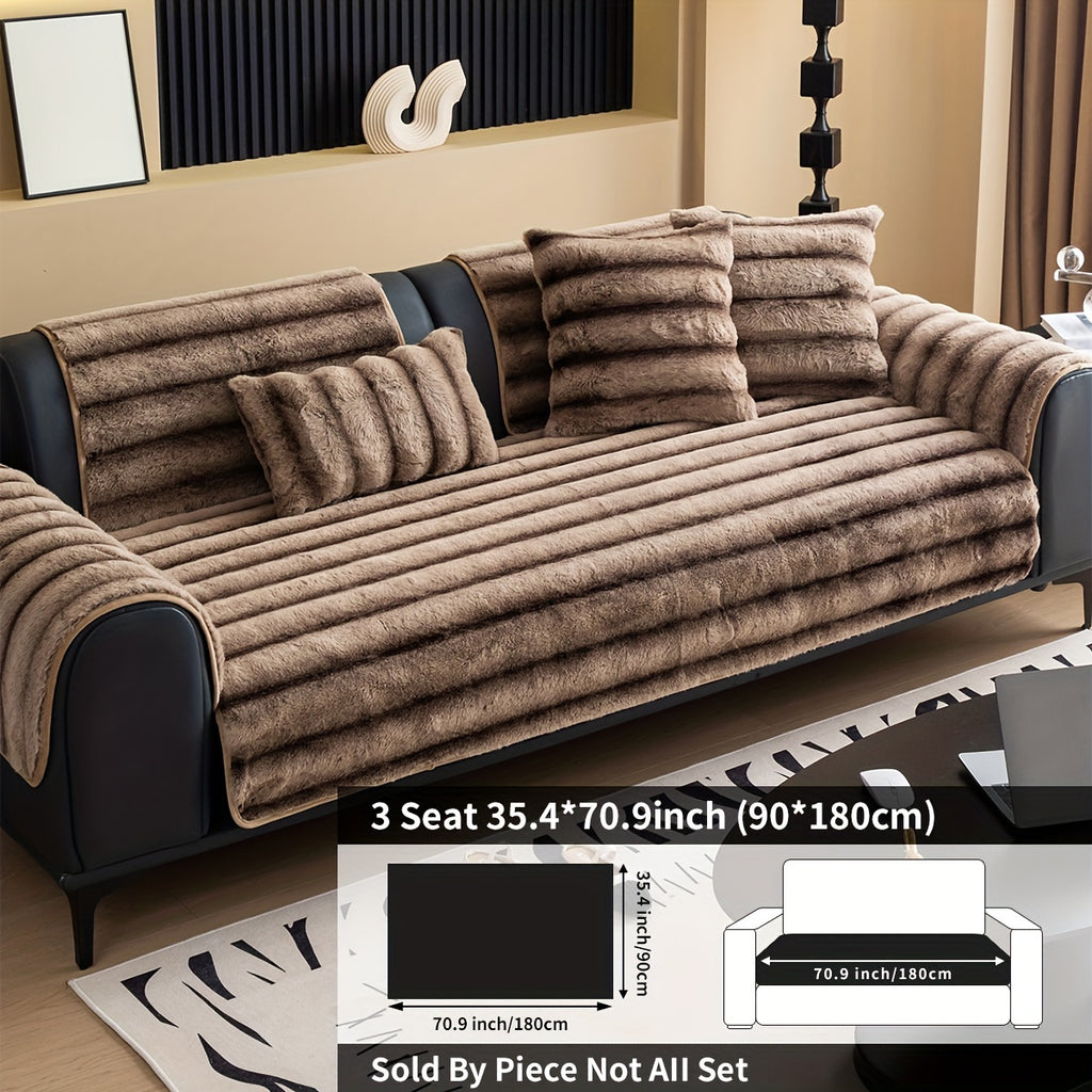Plush Ribbed Sofa Cover
