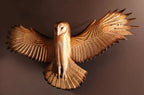 Decorative Flying Owl Wall Sculpture with Detailed Wings and Rustic Nature-Inspired Design