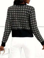Texturerad kofta med knappar framtill för kvinnor