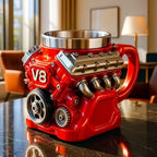 Taza original con forma de motor V8