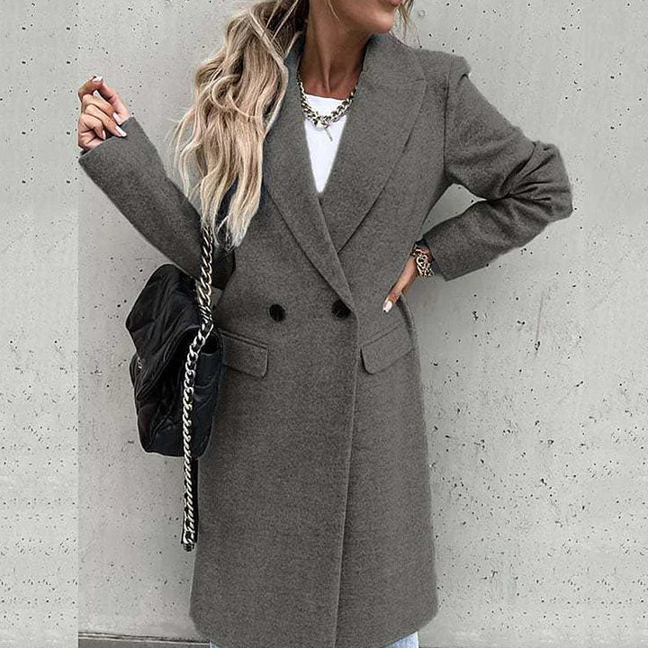 Manteau long à revers croisés pour femme