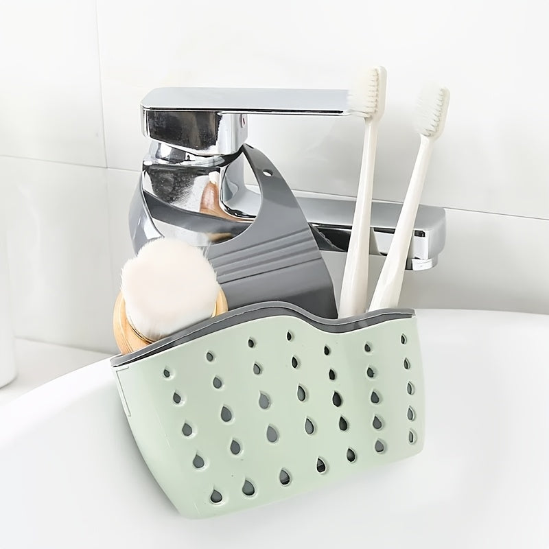 Sink Sponge Holder with Drainage Design and Faucet-Mounted Kitchen Organizer