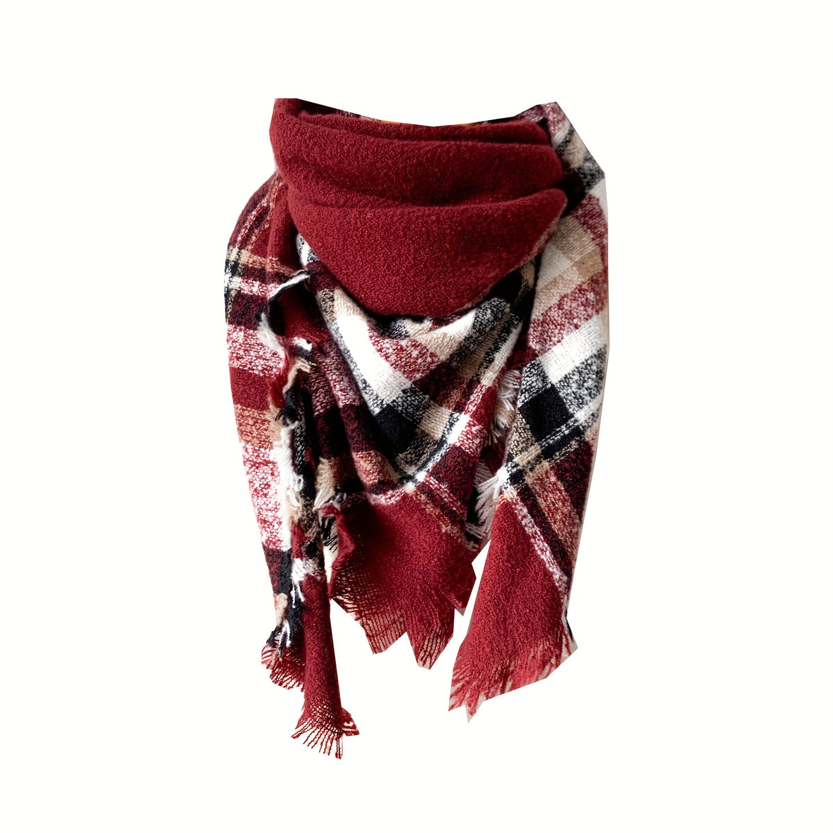 Plaid Fringed Blanket Scarf