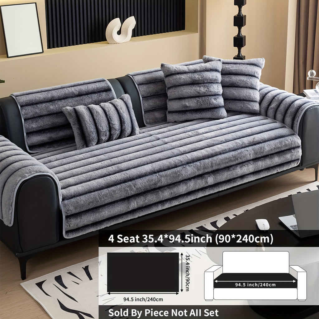 Plush Ribbed Sofa Cover