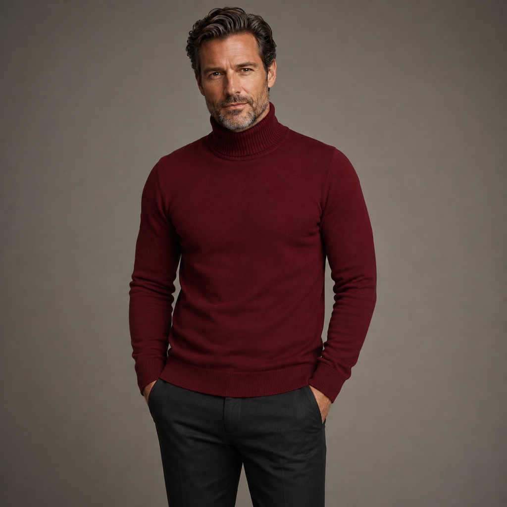 Pull classique à col roulé pour homme