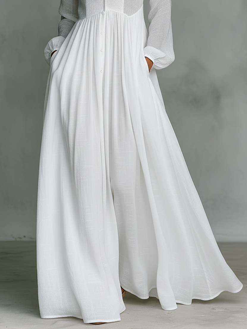 Vestido camisero largo para mujer con botones delanteros