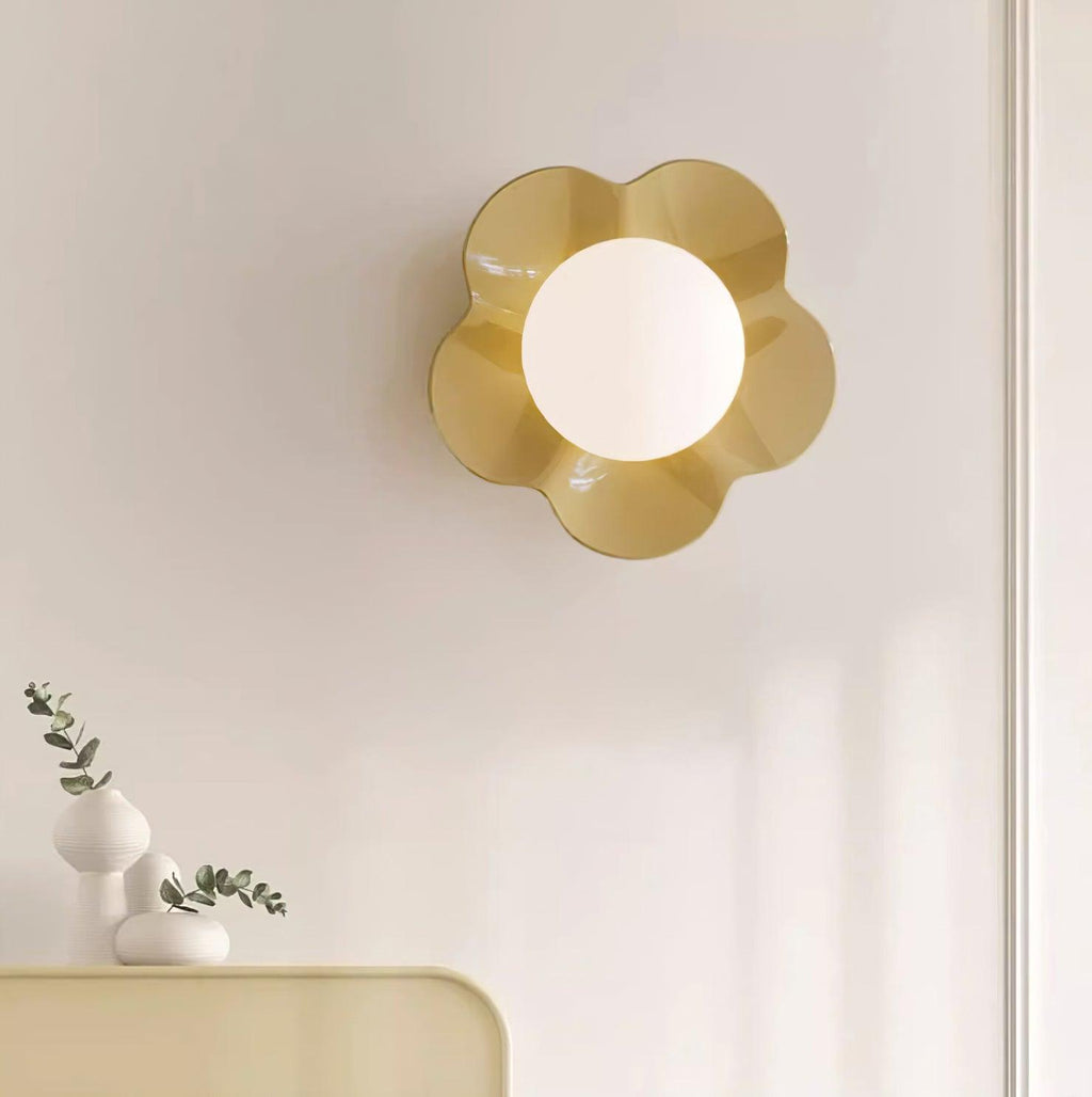 Applique murale en forme de fleur avec lumière en forme de globe