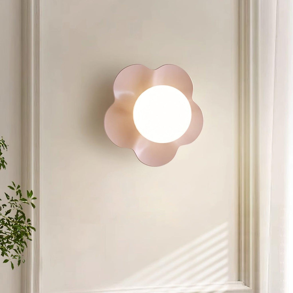 Applique murale en forme de fleur avec lumière en forme de globe