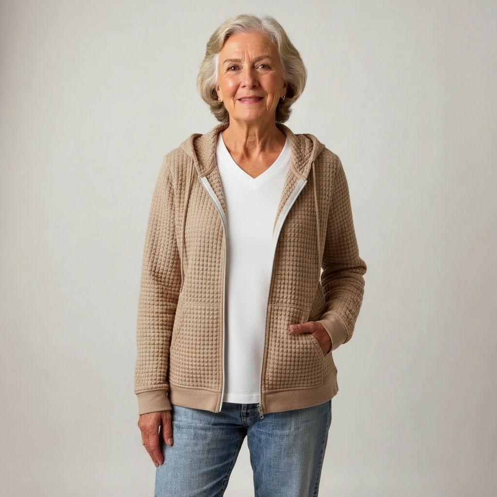 Veste zippée à capuche texturée pour femme