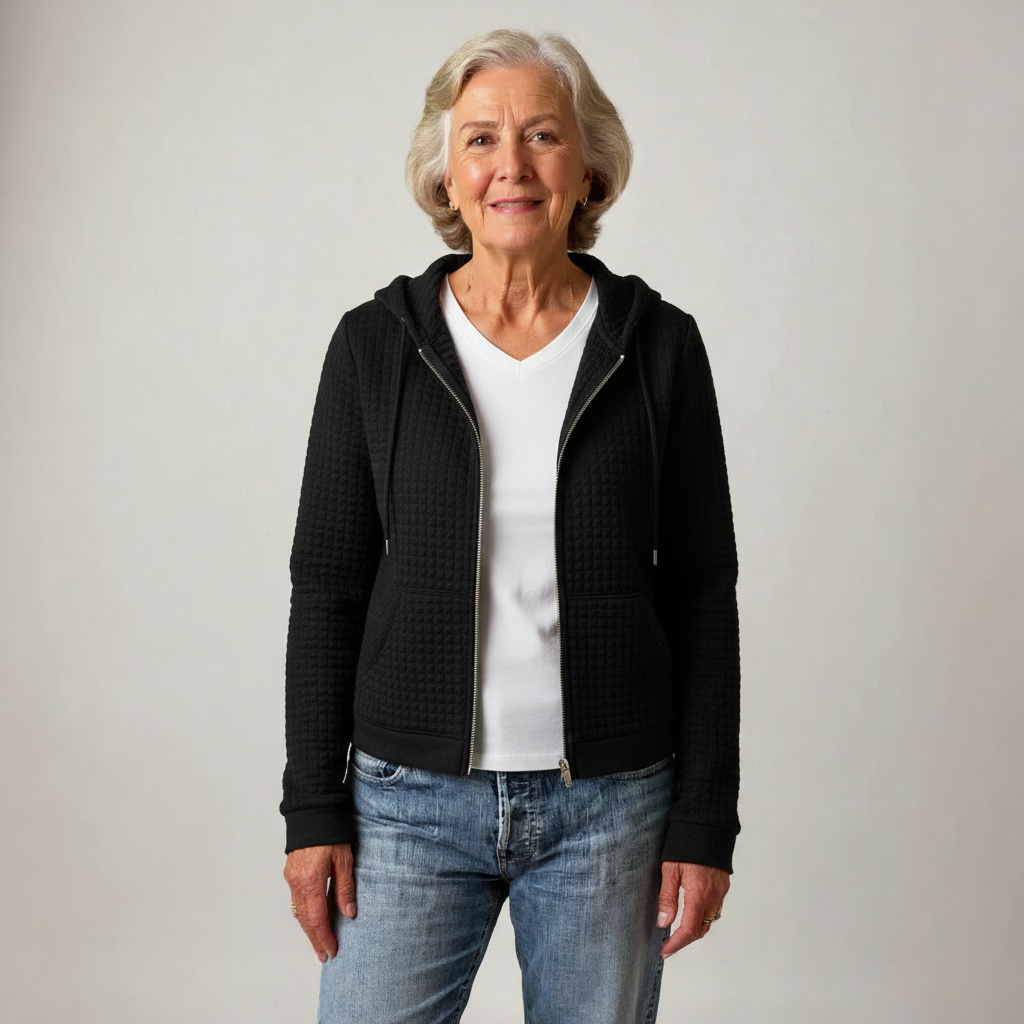 Veste zippée à capuche texturée pour femme