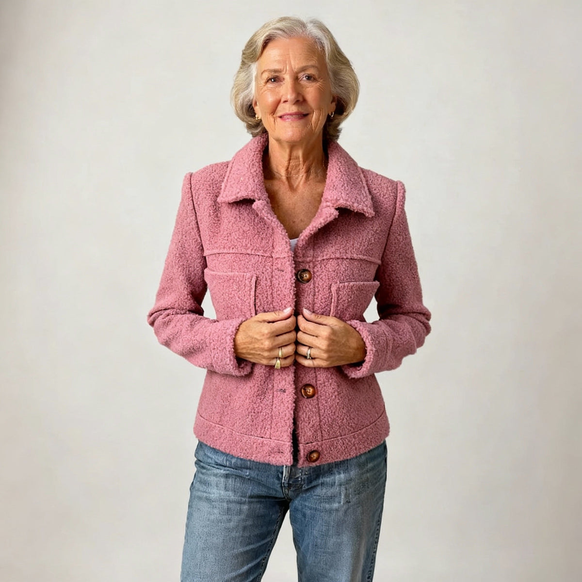 Veste en jean pour femme à boutons sur le devant