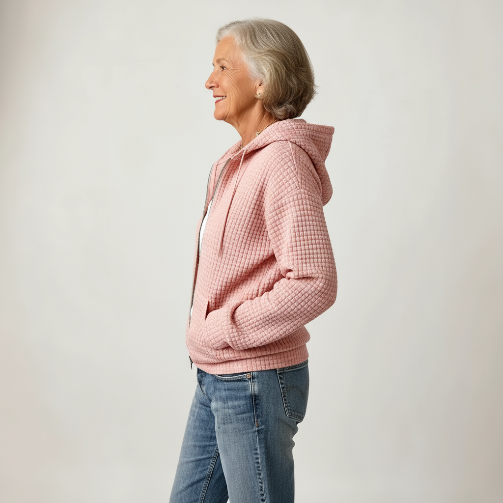 Veste zippée à capuche texturée pour femme