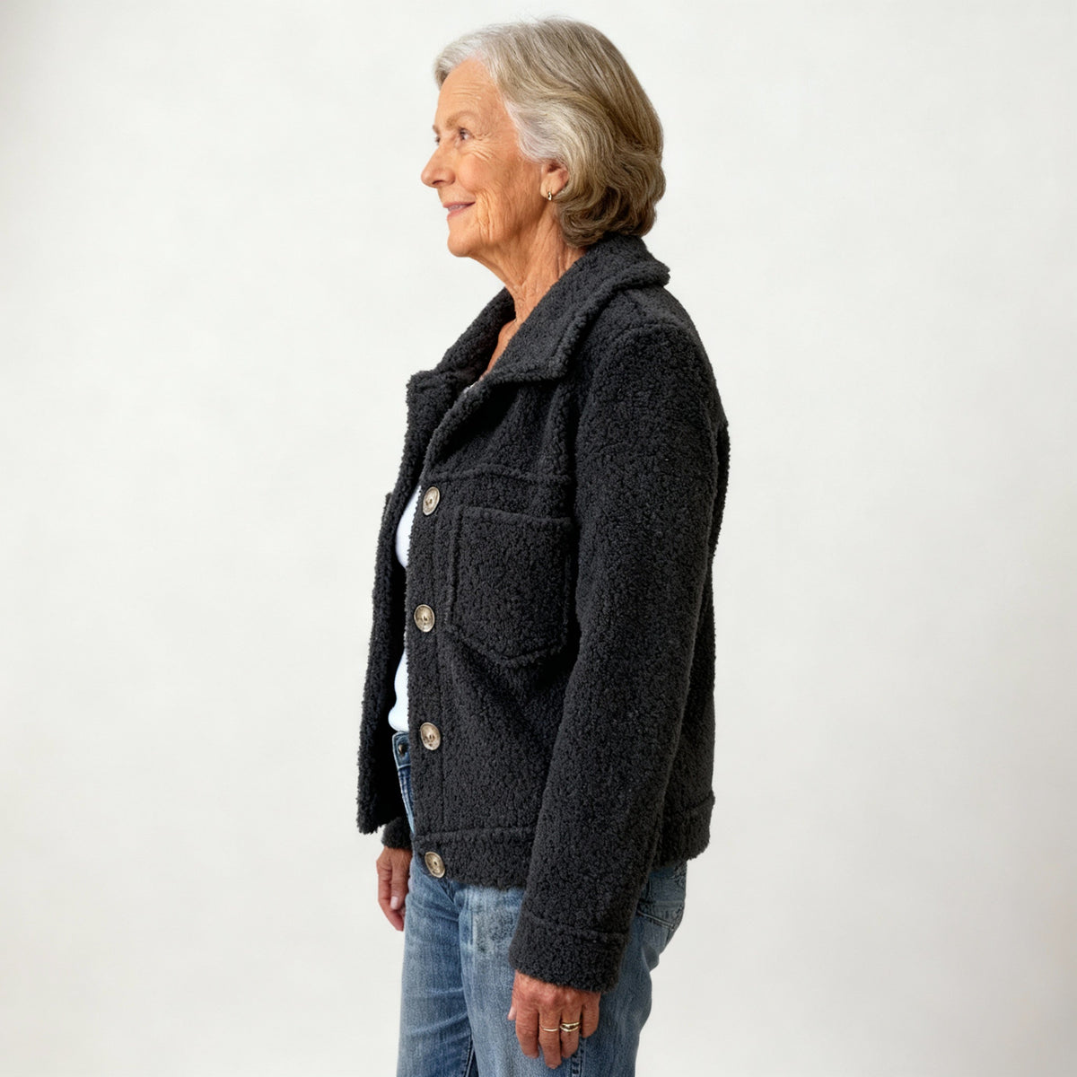 Veste en jean pour femme à boutons sur le devant