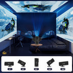 Full-HD-Mini-Projektor mit kabelloser Verbindung und drehbarem Standfuß