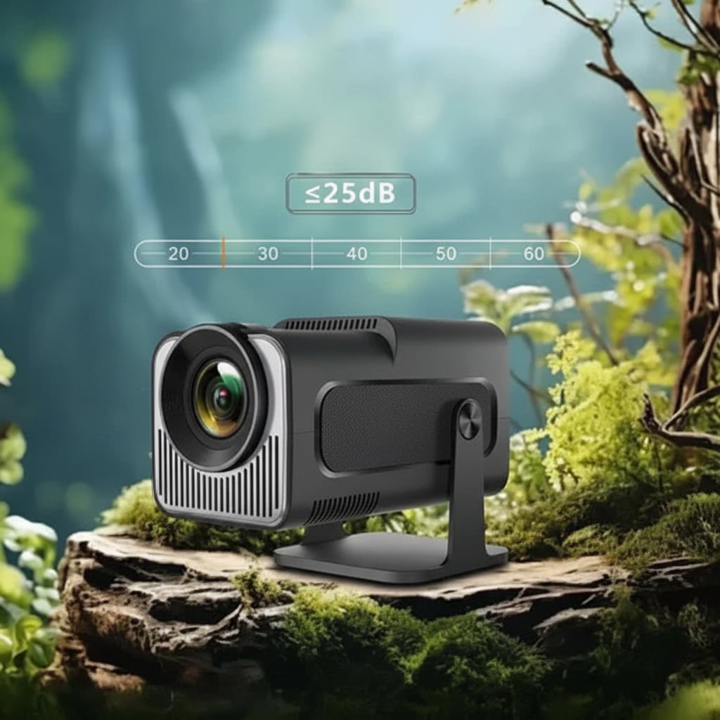 Full-HD-Mini-Projektor mit kabelloser Verbindung und drehbarem Standfuß