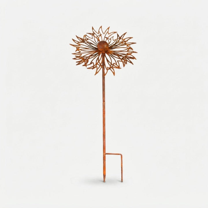 Havepind i jern med rustpatina og blomstermotiv