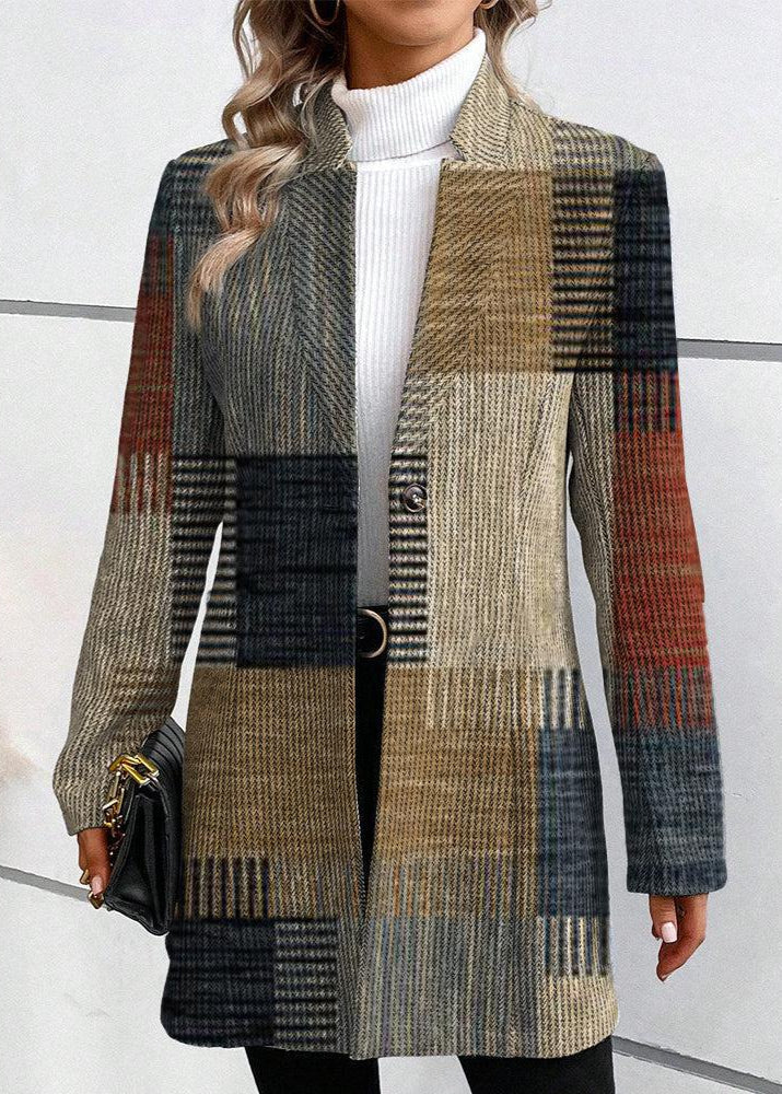 Manteau long matelassé à carreaux pour femme