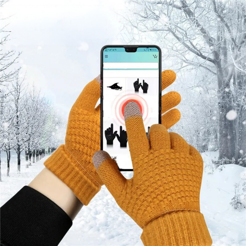 Textured Knit Winter Gloves