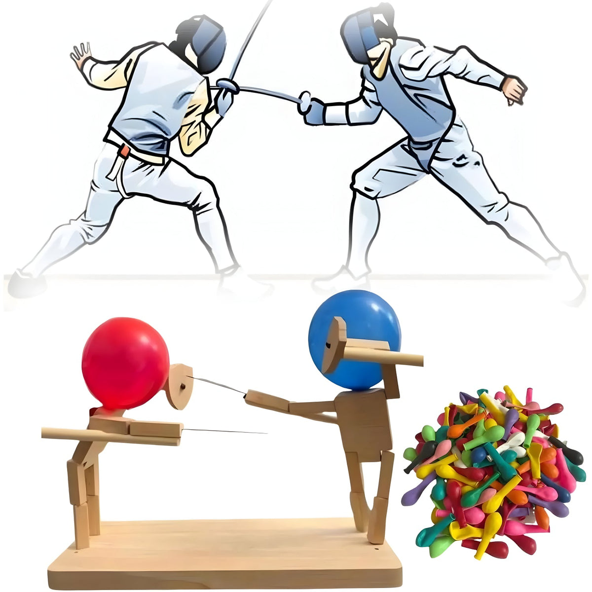 Jeu de duel d'escrime avec des ballons